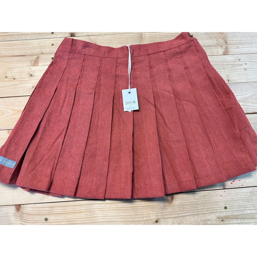 Simply‎ Southern Corduroy Pleated Mini Skirt Spice Orange Size Large New NWT